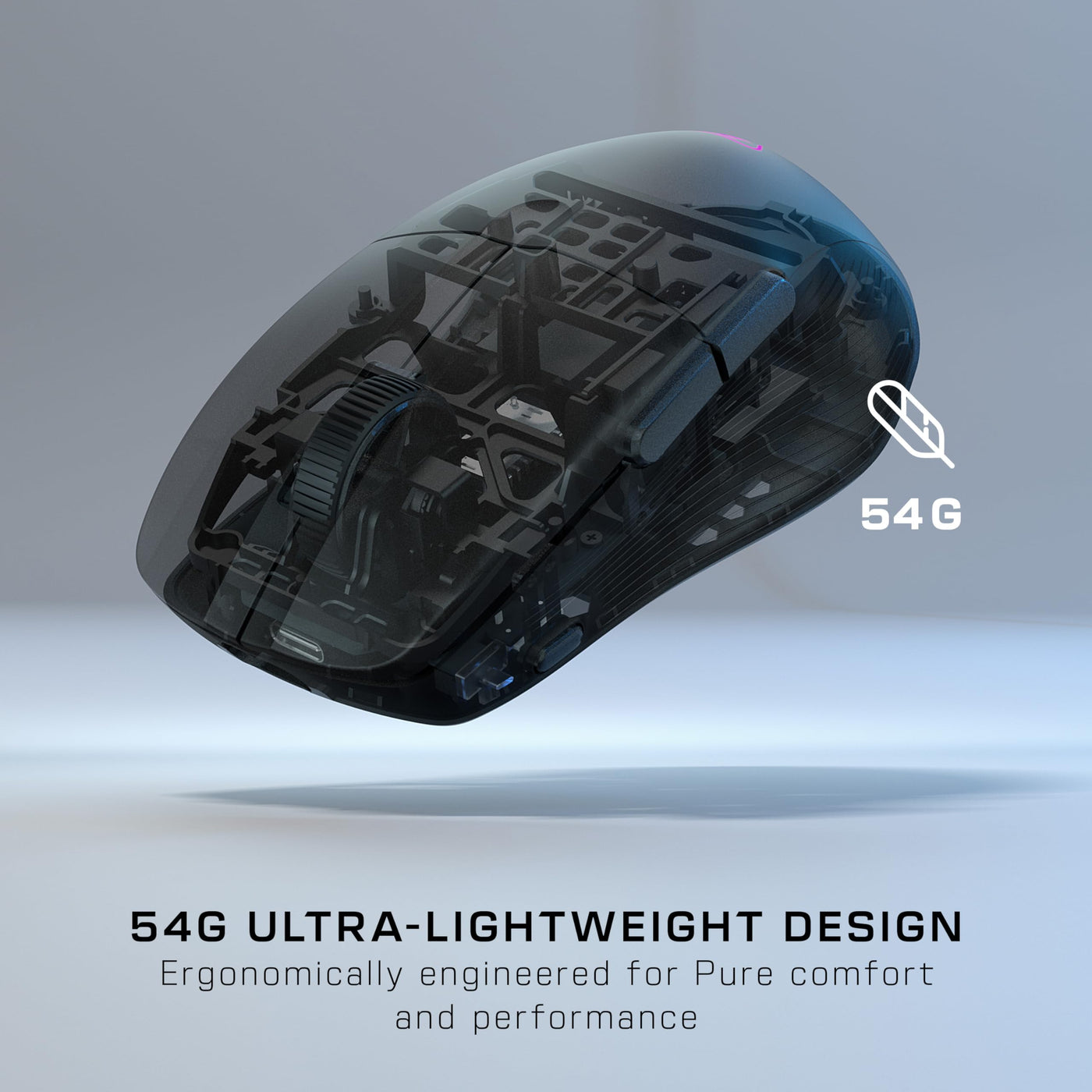 Turtle Beach Pure Air – Ultraleichte, kabellose und ergonomische RGB-Gaming-Maus, optischer Sensor mit 26.000 DPI, 125h Akkulaufzeit - Schwarz