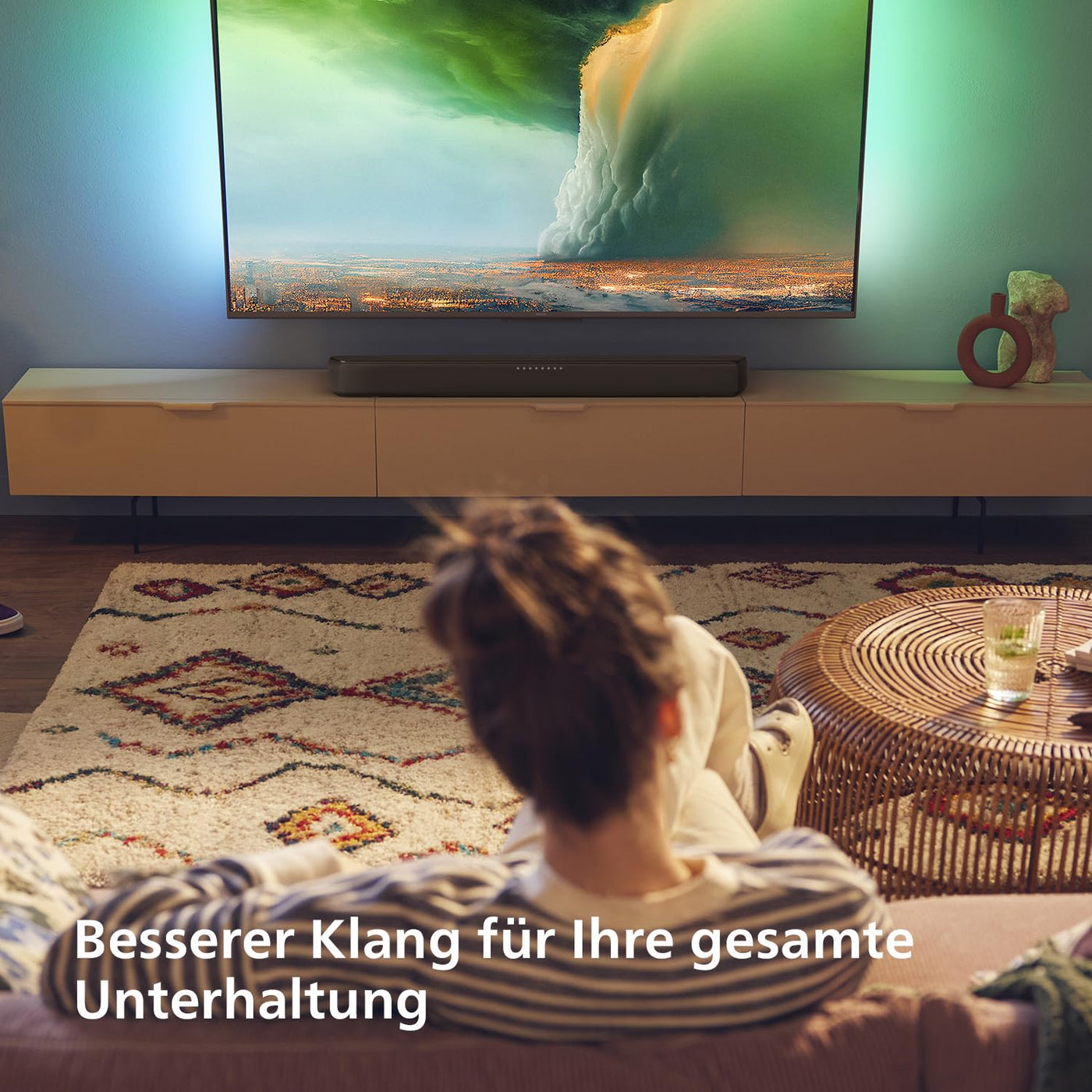 Philips TAB5109 Soundbar 2.0-2 Kanal 120W, DTS Virtual X, Bluetooth 5.4, HDMI ARC, optische Verbindung und USB-Konnektivität - Dunkelgrau
