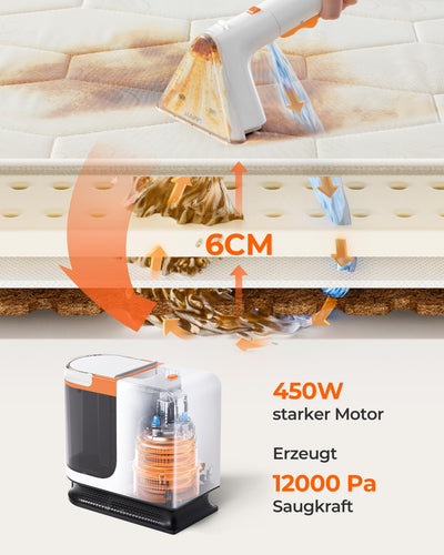 uwant B200 SE, Polsterreiniger gerät, Schwebemagnetmotor-Technologie, geeignet für die Reinigung von Sofas, Teppichen, Matratzen, 12000Pa, 69db