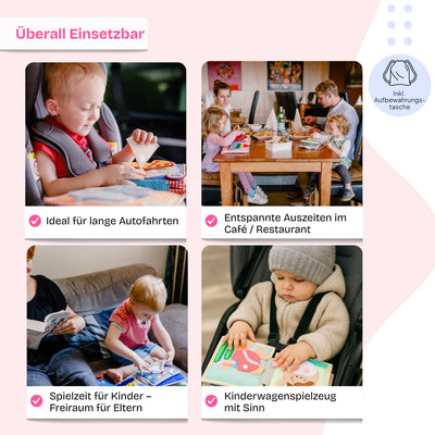 Jolly Designs – Mini Quiet Book Magischer Vogel – Montessori Spielzeug ab 18 Monaten – Motorik & Kreativität fördern – Busy Book aus Filz – Handgefertigtes Filzbuch – Perfekt für unterwegs & Reisen