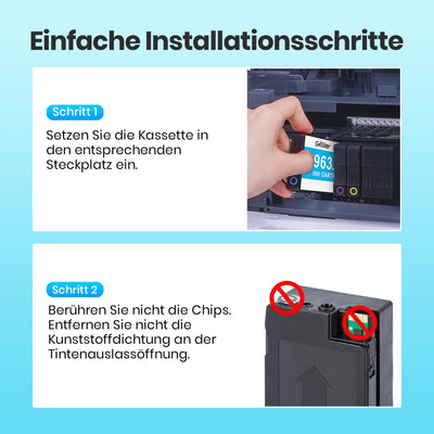 Glliter 963XL Multipack für HP 963 für HP 963XL Multipack Kompatibel mit HP Officejet Pro 9010 Patronen für HP Officejet Pro 9012 9022 9014 9010 9020 (‎‎‎‎‎‎‎Schwarz Cyan Magenta Gelb)