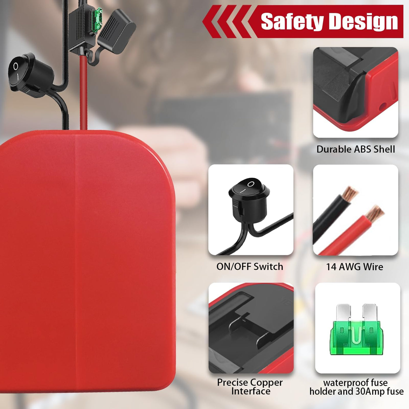 2 Stück Power Wheel Adapter für Einhell 18V Power X Change Akku, Dock Stromanschluss mit 14AWG Sicherung und Schalter, Akku Adapter für RC Auto Heimwerker