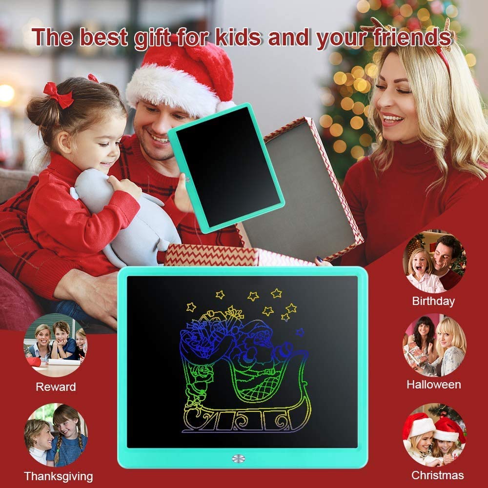 LCD-Schreibtafel, extra groß, 38,1 cm, bunt, löschbar, elektronisch, digital, Zeichenblock, Kritzelbrett, Geschenk für Kinder, Erwachsene, Zuhause, Schule, Büro (blau)