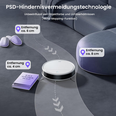 OKP Saugroboter, 5000Pa Staubsauger Roboter mit Präzise Entfernungsnavigation, 180Mins, HEPA-Filter, WLAN Roboterstaubsauger, Ideal für Tierhaare, Teppiche, Hartböden K5P