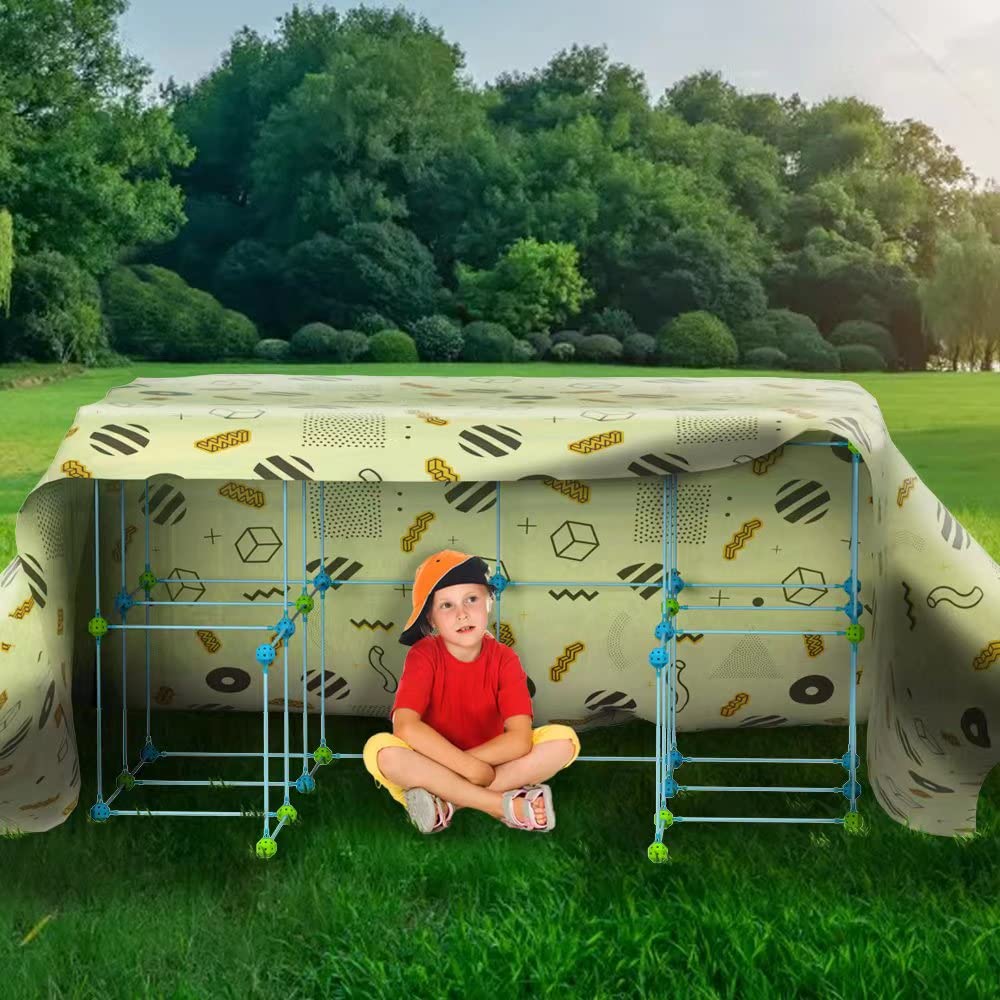 140pcs DIY Kinder Konstruktionsspielzeug,Outdoor Spielzeug - Kreativ Set für Kinder, Konstruktionsspiel, DIY-Bauspielzeug,Play Tent,Spielzelt, Indoor Spielhaus Höhle Kinder Spielzeug Mädchen Jungen