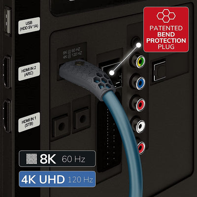 OEHLBACH Flex Evolution - Ultra High-Speed HDMI-Kabel, patentierter Knickschutz, 8K UHD 60Hz 4320p, 4K 120Hz, 2160p - 48Gbit/s, 21:9 Cinema, 3D, Dolby Vision, Dynamic HDR 10+, VRR, eARC, 3,00 Meter