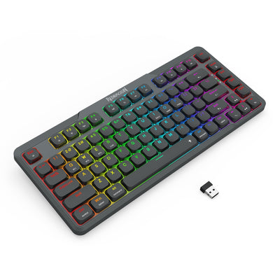 Redragon K706 PRO 75% kabellose Gasket RGB-Gaming-Tastatur, 3-Modi, 82 Tasten, kompakte mechanische Tastatur mit ultraflacher Platine, flachem linearen roten Schalter und Dual-Win/MAC-System