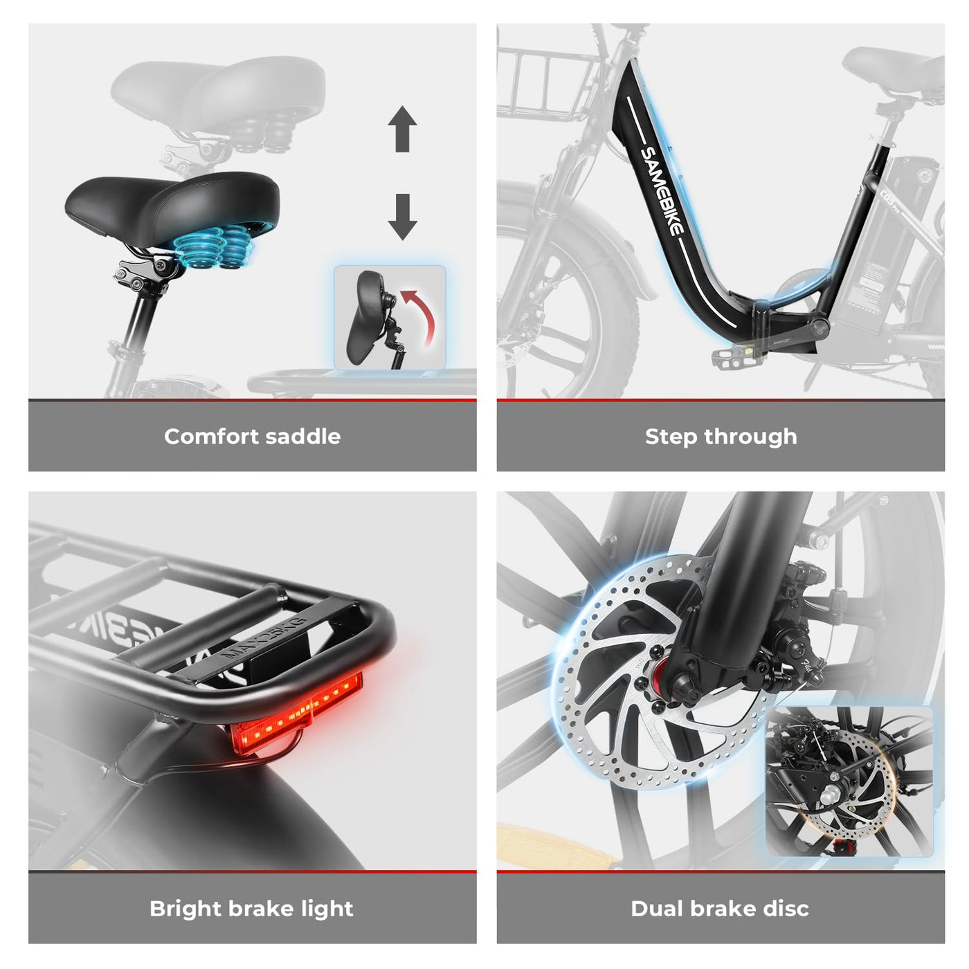 SAMEBIKE E-Bike Klapprad Elektrofahrrad mit 20 Zoll Fat Tire, 13Ah Lithium-Akku für Lange Reichweite bis 120KM, 7-Gang-All-Terrain Ebike Herren für MTB, Strand & Schnee