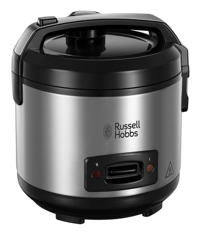 Russell Hobbs Reiskocher [Testsieger] 1,2l inkl. Dampfgarer -Einsatz mit Aroma-Klappdeckel (Warmhaltefunktion, antihaftbeschichteter Gartopf, Reislöffel & Messbecher, Edelstahl) 27080-56