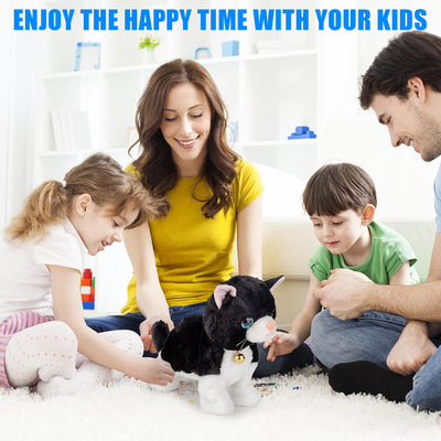 Interaktives elektronisches Plüschkatzenspielzeug - Update Touch Control Meow Kitten mit LED-Augen, elektronischer Roboter Katzenspielzeug Geschenke für Jungen & Mädchen Kindergeburtstag Weihnachten