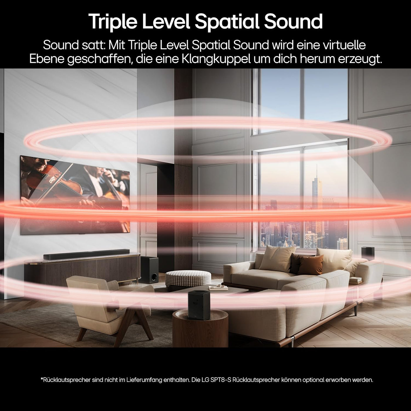 LG DS80TR 5.1.3 Dolby Atmos Soundbar (580W) mit kabellosem Subwoofer & Rücklautsprechern (Wow Cast, HDMI, Bluetooth) [2024], Schwarz