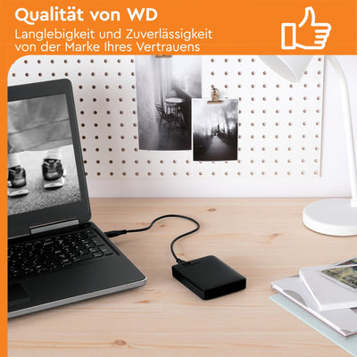 WD Elements Portable externe Festplatte 1 TB (mobiler Speicher, USB 3.0-Schnittstelle, Plug-and-Play, für Windows formatiert) Schwarz