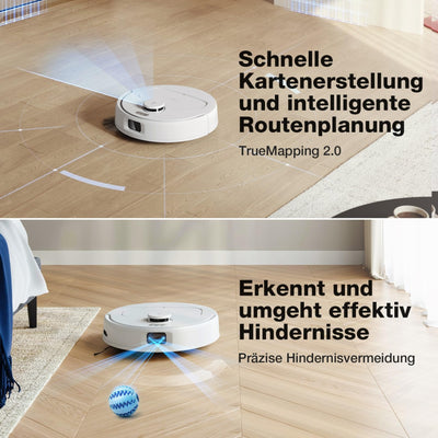 ECOVACS DEEBOT N30 PRO Omni Saugroboter mit Wischfunktion, 10.000 Pa Saugleistung, ZeroTangle 2.0-Technologie, TruEdge Kantenreinigung, 60℃ Heißwasser Wischmopp Reinigung, Heißlufttrocknung,Weiß
