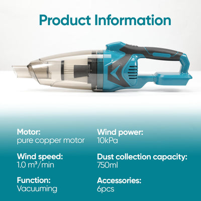 Akku Handstaubsauger,Akku Staubsauger für Makita 18V Batterie,10000Pa 4-in-1 Multifunktionaler Staubsauger, Bodendüse, 0.75 L Staubbehälter, für Zuhause und Auto, Tierhaare (ohne Batterie)