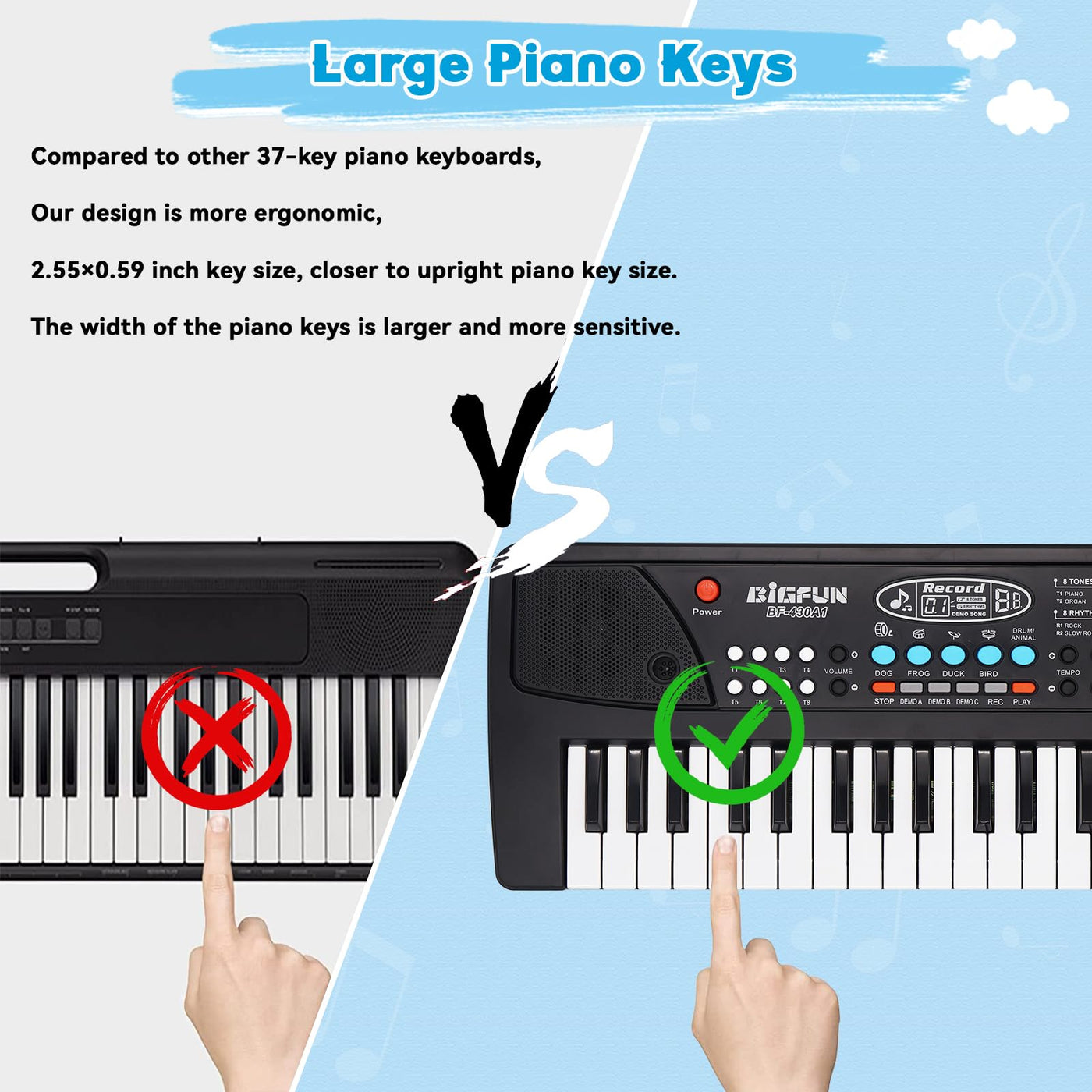 37 Tasten Kinder Klavier mit Mikrofon,Klavier Keyboard Kinder,Einführendes Musiktraining,Elektronische Keyboard für Kinder ab 3 4 5 6 7 8 Jahren,Geschenke für Jungen Mädchen Anfänger