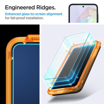 Spigen AlignMaster Schutzfolie kompatibel mit Samsung Galaxy A35 5G, 2 Stück, Kratzfest, 9H Härte Folie