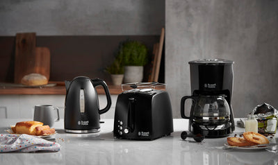 Russell Hobbs Toaster [für 2 Scheiben] Textures+ (extra breite Toastschlitze, inkl. Brötchenaufsatz & integrierte Toast-Zange, 6 Bräunungsstufen + Auftau- & Aufwärmfunktion, 850W) 22601-56