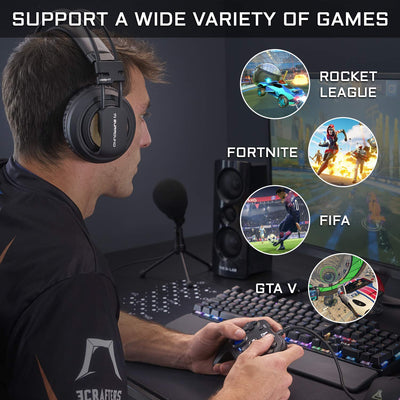 THE G-LAB K-Pad THORIUM - Gaming-Controller PC & PS3 USB mit integrierter Vibration, Gamepad-Game-Controller-Kabel verbunden - Joystick für PC Windows 10-11, PS3 (Mit Kabel)
