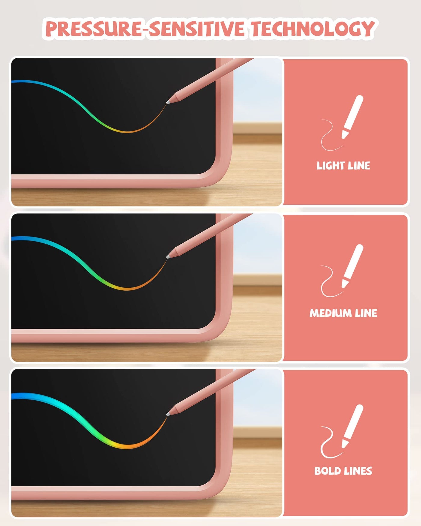 10-Zoll-LCD-Schreibblock, elektronisches digitales Schreiben und Farbbildschirm-Graffiti-Brett, Geschenke für Kinder und Erwachsene 3, 4, 5, 6, 7, 8 (Rosa)