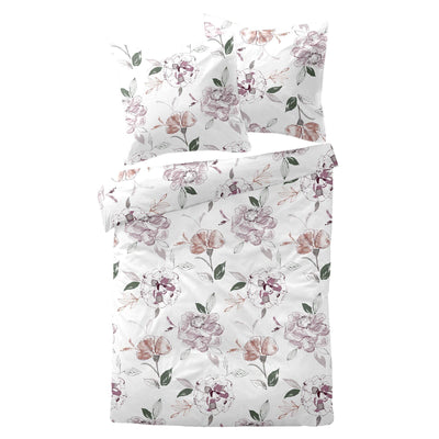 Traumschlaf Moderne Biber Bettwäsche Atherton Rose kuschelig weich aus 100% Baumwolle mit Reißverschluss - Made in Germany 135x200 cm + 80x80 cm