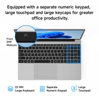 jumper laptop15,6 Zoll HD Display, 4 GB RAM 128 GB SSD, 5205U tragbarer PC-Prozessor, 38 Wh Akku, Zwei Stereo-Lautsprecher, Typ-C, USB3.0, Notebook inklusive 1 Jahr Office 365