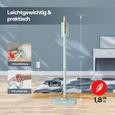 Newbealer Dampfreiniger 2-in-1 mit abnehmbarem Handdampfreiniger, 1200 W, 3 einstellbare Dampfstufen, Teppichgleiter, 7 Zubehörteile und 2 Mikrofasertücher, für Boden und Teppich