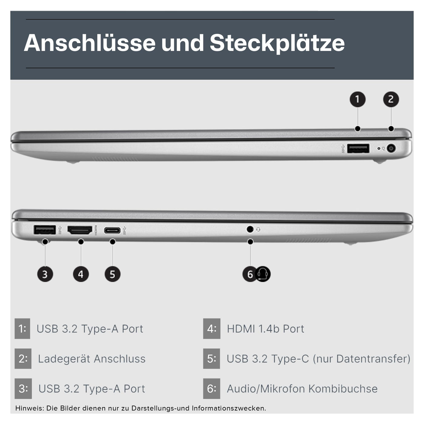HP 255 G10 Business Laptop, AMD Ryzen 5 7530U, 32 GB DDR4 RAM, 1 TB PCIe SSD, 15.6" IPS FHD Display, AMD Radeon Graphics, QWERTZ Tastatur, Windows 11 Pro, Silber