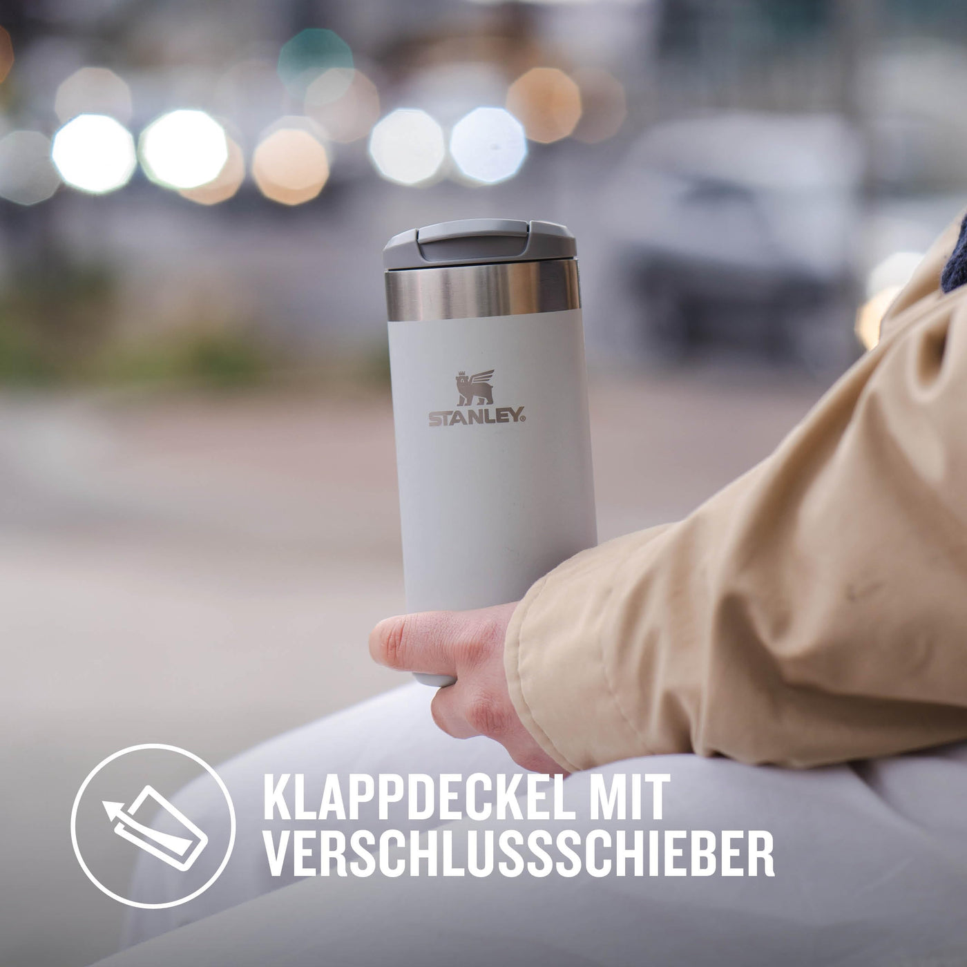 Stanley Aerolight Transit Thermobecher 0.35L - Hält 4 Stunden Heiß - Spülmaschinenfest - Kaffeebecher To Go Auslaufsicher - Kompatibel mit gängigen PKW-Getränkehalterungen - Thermosflasche - Fog