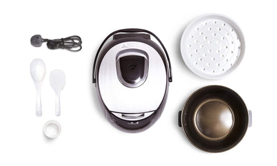 Yum Asia Sakura Reiskocher mit Keramikschale und Advanced Fuzzy Logic (8 Tassen, 1,5 Liter), 6 Reiskochfunktionen, 6 Multikocherfunktionen, Motouch LED-Display, 220-240V EU (schwarz und silber)