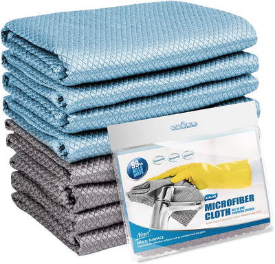 Airlab 8X Mikrofasertücher Putztücher, Nano Streifenfrei Fenstertuch Geschirrtücher, Fishscale Reinigungstücher für Auto, Fenster, Brille, Küche, Glas, Spiegel, Wasserhahn und Bad, 40x30 cm