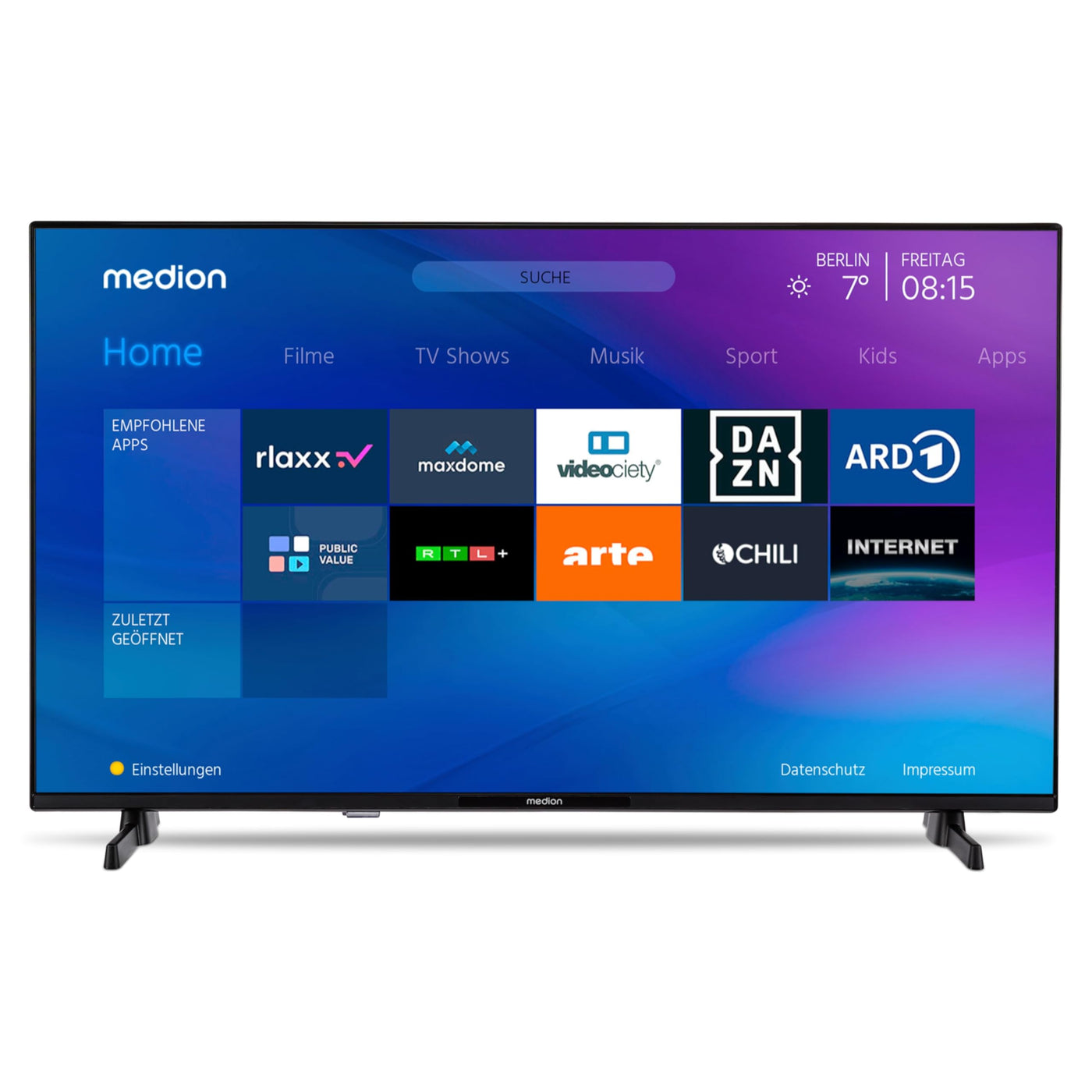 MEDION P14351 (MD 29233) 108 cm (43 Zoll) Full HD Fernseher (Smart-TV, HDR, Netflix, Prime Video, PVR, Bluetooth, Triple Tuner Receiver)