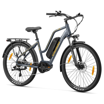 Touroll MA2 27.5'' E-Bike für Erwachsene, Cityräder Elektrofahrrad mit 250W 70N.M Mittelmotor Motor und 36V 468Wh Akku, Reichweite 100km, Hydraulische Scheibenbremse Ebikes für Herren Damen (Grau)