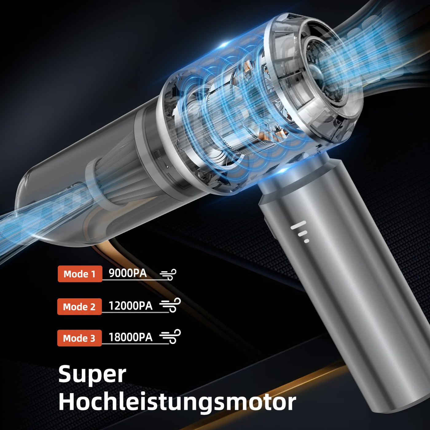 NVKHG Handstaubsauger, Handstaubsauger Akku, 18000Pa Autostaubsauger mit Bürstenloser Motor, 3-Gang Mini Staubsauger, Auto Kabellos Staubsauger für Büro Genutzt, Haus, Küche, Tierhaare