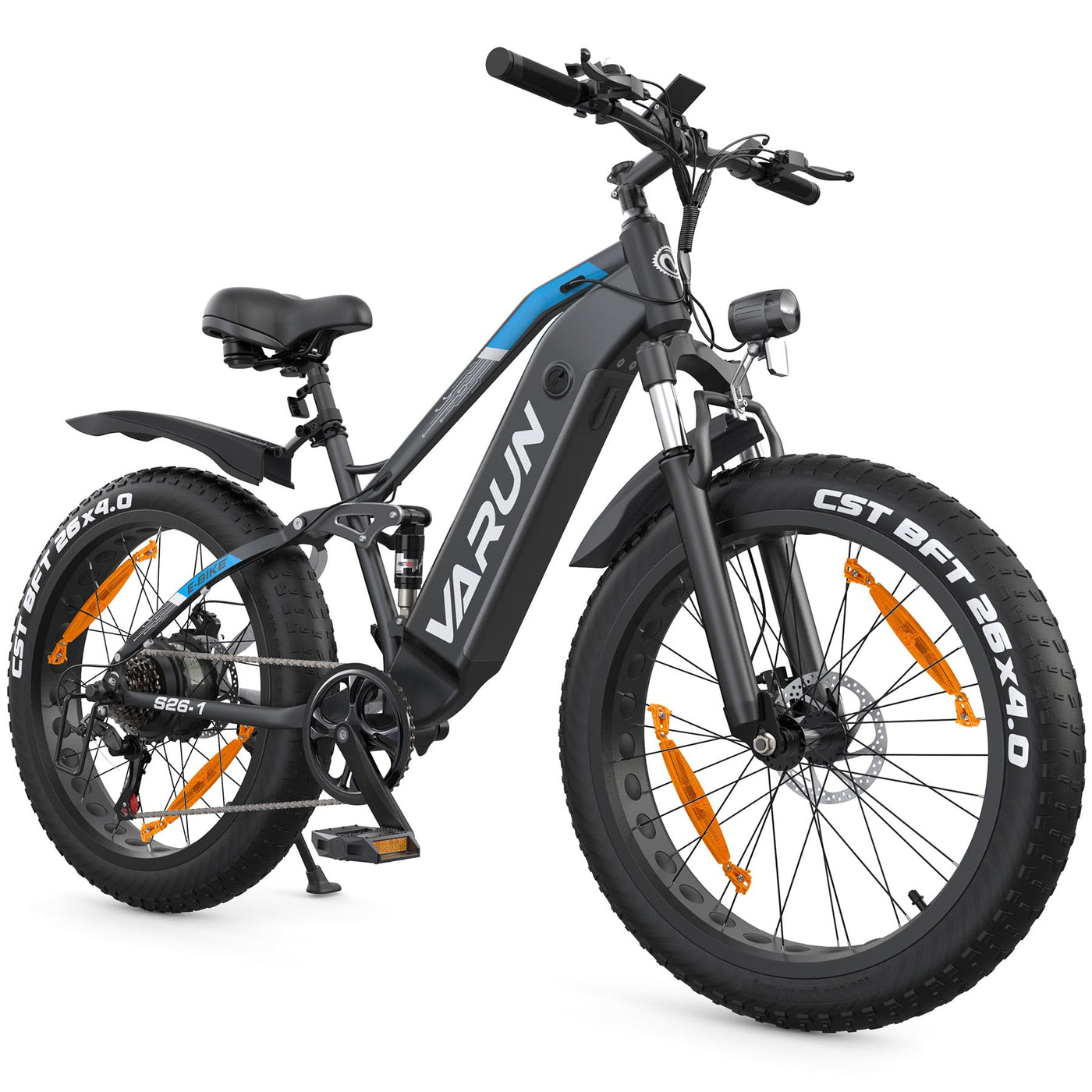 VARUN E Bike Elektrofahrrad mit 26 * 4.0 Zoll Fat Tire, 48V 16Ah(768Wh), Bis zu 120KM, E-Bike Herren mit 250W 80NM Motor, Elektrofahrräder Ebike mit 5 Modi, 7-Gang, LCD-Display, MTB mit EU-Konformes