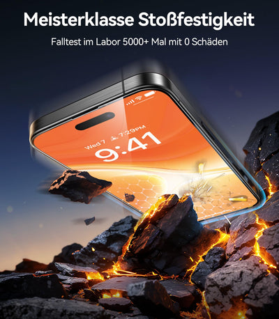 TORRAS für iPhone 16 Plus für Panzerglas [Full Screen] TOP Bruchsicherheit Folie für iPhone 16 Plus Schutzfolie 9H+ Schutzglas [Auto-Installation] Anti-Fingerabdruck, 2 Stück