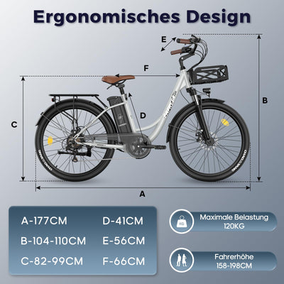 Fafrees F26 Lasting ebike 26 Zoll, E Bike Damen Herren 36V 20.3Ah Akku, Elektrofahrrad 250W 25km/h, City E-Bike Reichweite 80-200km, E Fahrrad Pedelec 7S, Belastung 120Kg (Schwarz)