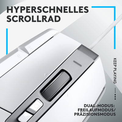 Logitech G502 X Kabelgebundene Gaming-Maus - LIGHTFORCE Hybrid optisch-mechanische Primärschalter, HERO 25K Gaming-Sensor, Kompatibel PC - macOS/Windows - Weiß