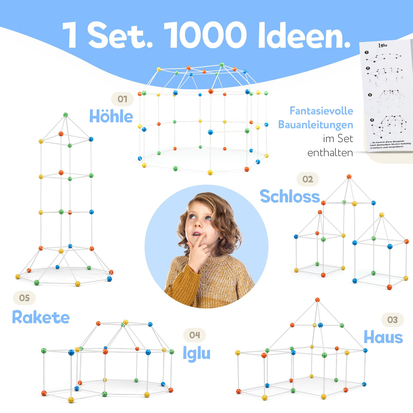 Kreativ Käfer Konstruktionsspielzeug DIY Höhle Bauen Kinder Set BAU Spielzeug Höhlenbauset Creative Fort Decke Bude Steckbaukasten Steckspiel Outdoor Indoor Garten