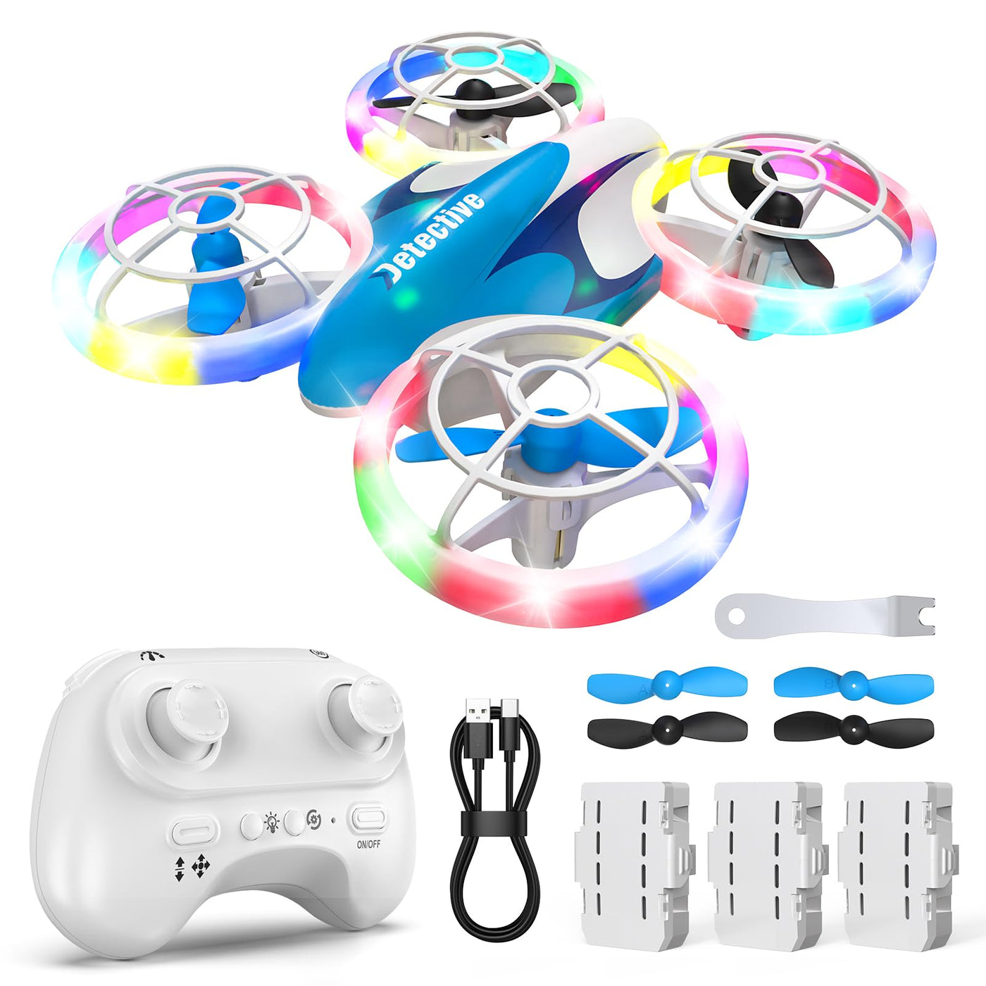 Mini Drohne für Kinder Anfänger, RC Flugzeug Spielzeug Drone mit kühlen LED Lichter, Quadrocopter mit 3D Flips & 3 Akkus, 30 Min Flugzeit, Lustige Geschenk für Jungen und Mädchen