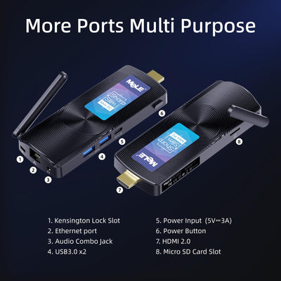 MeLE PCG02 Lüfterloser Mini PC Stick Windows 11 Home Celeron N4000(bis zu 2.6GHz) 4GB LPDDR4 128GB ROM Micro Computer Kleiner Desktop mit Gigabit Ethernet, 4K HDMI