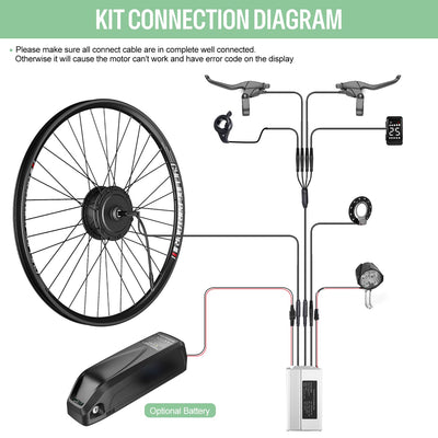 Varstrom 27,5 Zoll Ebike Umbausatz 36V 250W mit optionale Batterie und Display Elektrofahrrad Umbausatz mit 7-Gang Freilauf-Kassette für Freewheel Gearshife E-Bike Hinterrad Bürstenloser Motor