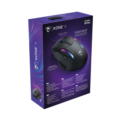 Turtle Beach Kone II – Ergonomische RGB-Gaming-Maus, 26K DPI Optischer Sensor, optische Schalter mit 100 Mio. klick-Lebensdauer, 23 programmierbare Funktionen, 4D-Scroll-Rad, Schwarz