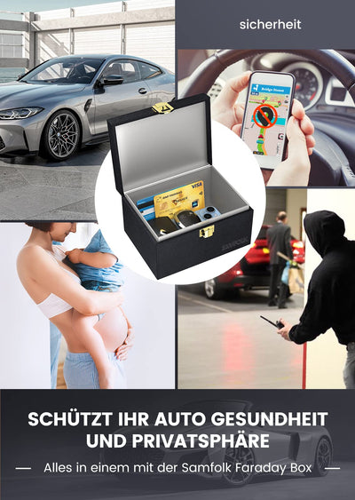 Samfolk Keyless Go Schutz Autoschlüssel Box, Faraday Box und Bags 2 Stück, Keyless Go Schutz Autoschlüssel Signal Blocker Box, Rfid Anti-Diebstahl Keyless Go