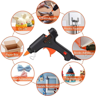 Crenova Feuerfest Heißklebepistole Klebepistole + 60 Mini Heißklebesticks Transparente Klebesticks für DIY Kleine Handwerk und schnelle Reparaturen in Haus & Büro, 20Watt Klebepistolen