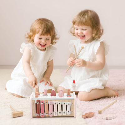 Joyreal Montessori Spielzeug ab 1 Jahr - Hammerspiel Holzspielzeug Baby, Xylophon Kinder 1 Jahr, Angelspiel Motorikspielzeug, Lernspielzeug Geschenke ab 1 2 3 Jahre Mädchen Junge