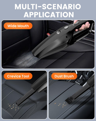 SERVOMASTER Handstaubsauger 12000Pa, Handstaubsauger Akku kabellos, Leistungsstarker Auto Staubsauger Wiederaufladbar, Mini Staubsauger mit Waschbar Edelstahl HEPA-Filter für Auto Haus Büro, Tierhaare