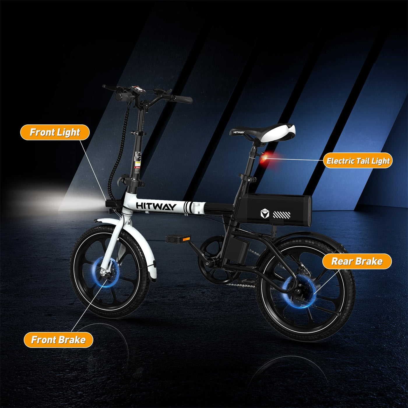 HITWAY E Bike 16 Zoll Elektrofahrrad E Bike, Pedelec mit 250W Motor, 25km/h Geschwindigkeit, 324Wh Batterie E-Fahrräder für Erwachsene BK35S (Schwarz-BK35S-9Ah)