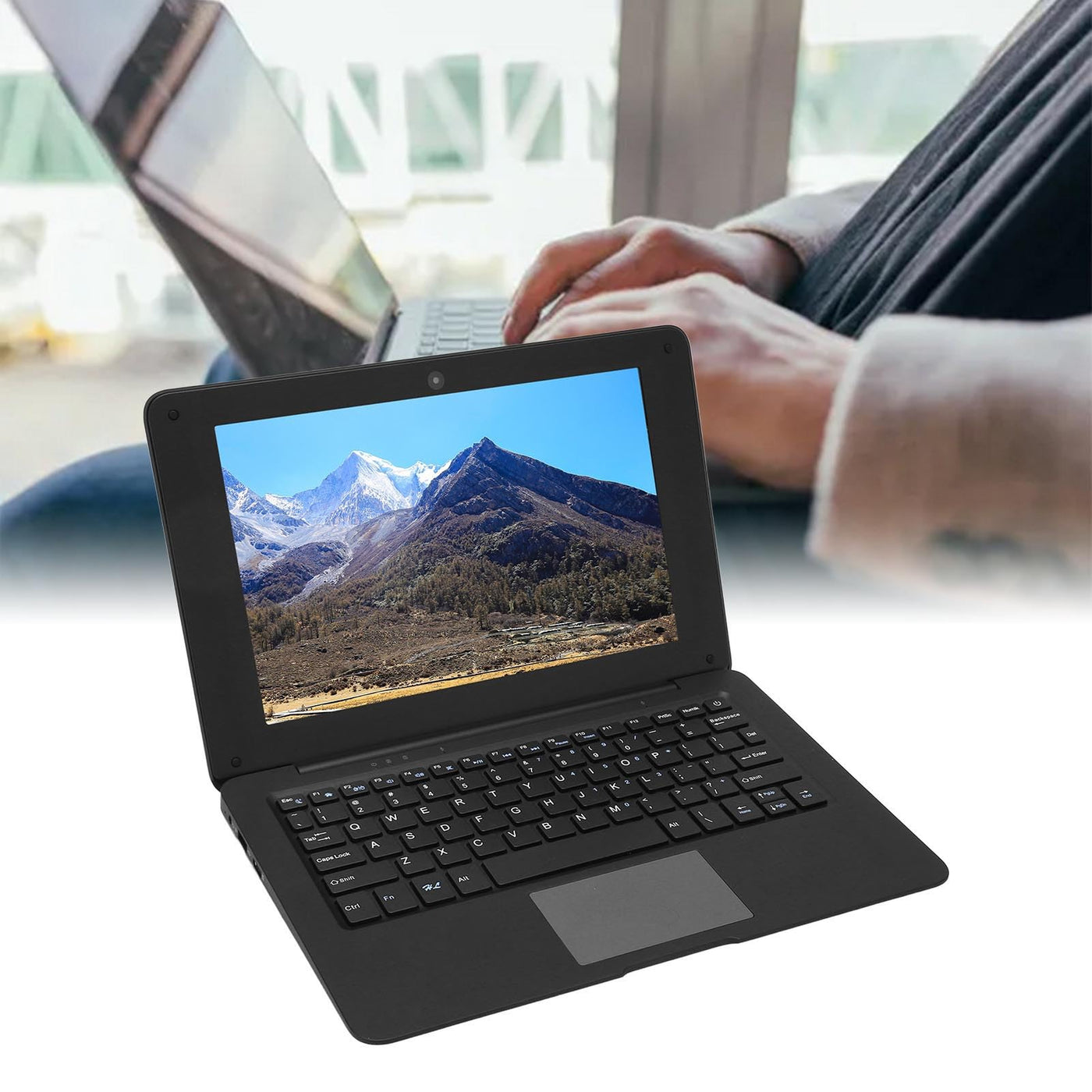 Vikye Laptop-Computer, 10,1'' LCD, 3 GB RAM, 64 GB ROM Notebook, 2,4 GHz Dual-Core-CPU, Business-Laptop für Win 10, 2500 MAh, für Büro, Reisen, Zuhause (EU-Stecker 3G+64G)