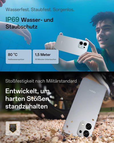 OPPO A6 Pro 5G 8+256GB, KI-Android-Smartphone (freigeschaltet), 6,57-Zoll 120Hz AMOLED-Display, 50+16-MP-KI-Kamera, 6500-mAh-Akku, IP69, Lunar Titanium (inkl. 80-W-SUPERVOOC-Ladegerät & Kopfhörer)
