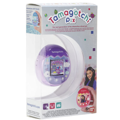 Bandai - Tamagotchi - Tamagotchi PIX - Lila Himmel - virtuelles elektronisches Haustier mit Farbdisplay, Touch-Schaltflächen, Spiele und Kamera - 42912